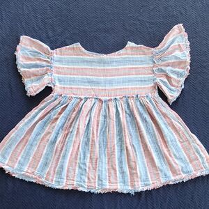Free People Striped Top in Blue, Peach & Pink